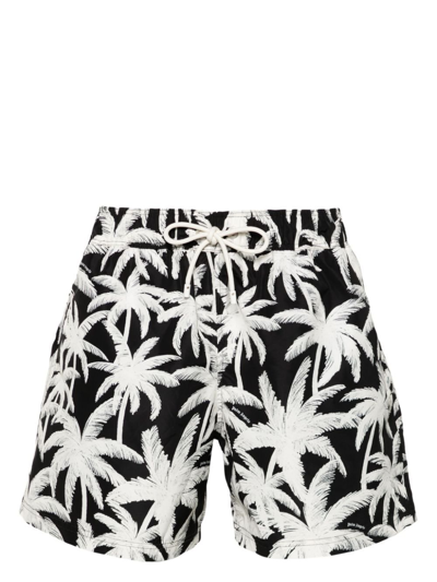 Palm Angels Black Palm Tree-print Swim Shorts