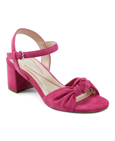 Easy Spirit Women's Danica Block Heel Open Toe Dress Sandals In Hot Pink Suede