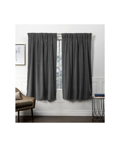 Exclusive Home Curtains Velvet Heavyweight Pinch Pleat Curtain Panel Pair, 27" X 63" In Light Past