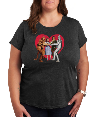 Air Waves Trendy Plus Size Wizard Of oz Valentine's Day Graphic T-shirt In Gray
