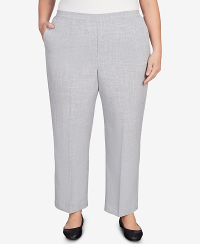 Alfred Dunner Plus Size Isn't It Romantic Plaid Pull On Average Length Pants In Gray
