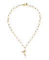 Ettika Paperclip Chain Initial Necklace In Gold - T