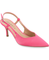 Journee Collection Knightly Pointed Toe Slingback Pump In Fuchsia- Satin