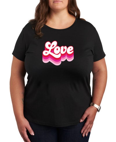 Air Waves Trendy Plus Size Love Graphic T-shirt In Black