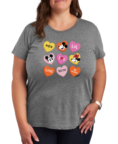 Air Waves Trendy Plus Size Disney Valentine's Day Graphic T-shirt In Gray