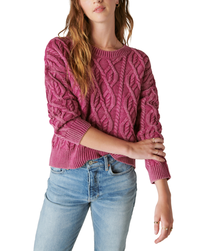 Lucky Brand Women's Cable-knit Crewneck Sweater In Boysenberry Acid Was