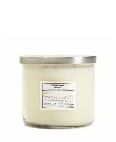 Stonewall Home Fresh Linen Candle In Cream