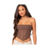 Edikted Women's Evangeline Sheer Mesh Corset Top In Brown