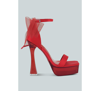 London Rag Kiri Satin Clear High Heeled Bow Sandals In Red
