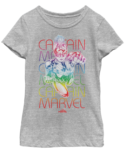 Marvel Kids' Girls Captain Rainbow Kree T-shirt In Athletic Heather