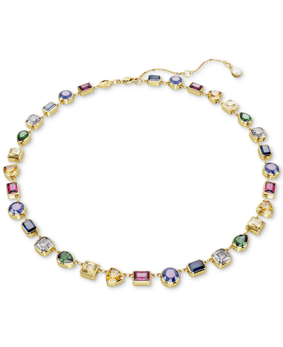 Swarovski Gold-tone Stilla Multicolor Crystal All Around Necklace, 15" + 2-3/4" Extender In Gold Tone