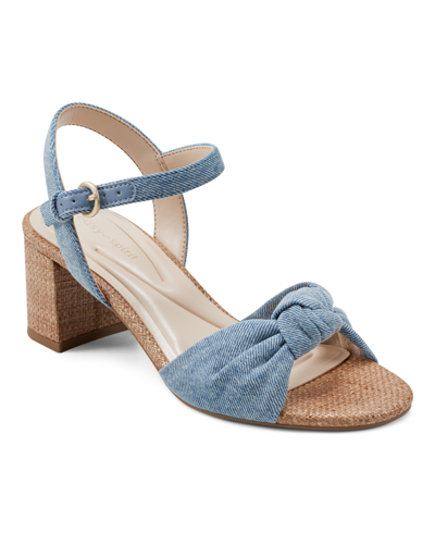 Easy Spirit Women's Danica Block Heel Open Toe Dress Sandals In Medium Blue Denim - Textile