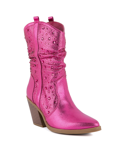 Sugar Women's Kassandra 2 Narrow Calf Embellished Western Boots In Pink
