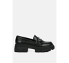 London Rag Oklyn Horsebit Emblesihed Chunky Platform Loafers In Black