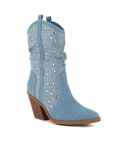 Sugar Women's Kassandra 2 Narrow Calf Embellished Western Boots In Blue