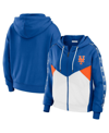 Wear By Erin Andrews Women's  Royal, White New York Mets Color Block Full-zip Hoodie In Royal,white