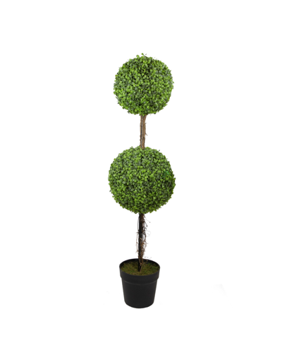 Northlight 48" Two Tone Double Sphere Artificial Boxwood Topiary Potted Plant In Green