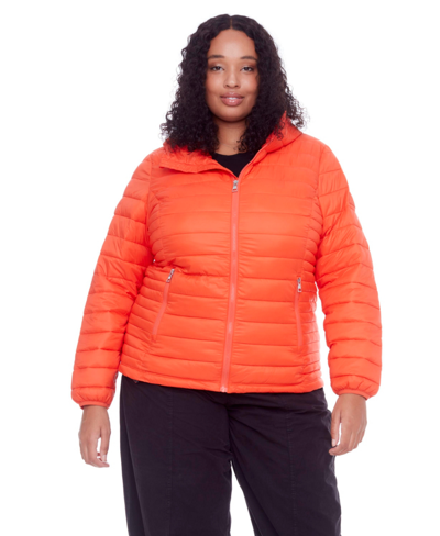 Alpine North Yoho Plus | Women's Vegan Down (recycled) Lightweight Packable Puffer, Tangerine (plus Size) In Orange
