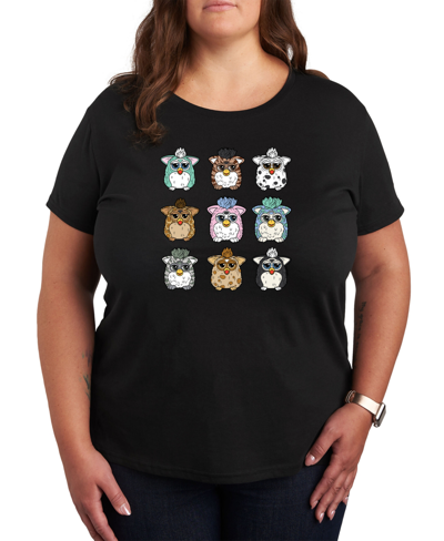 Air Waves Trendy Plus Size Furby Graphic T-shirt In Black