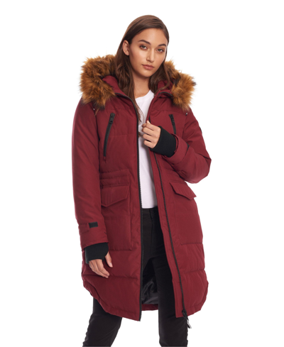 Alpine North Women's Vegan Down Recycled Drawstring Parka, Oxblood