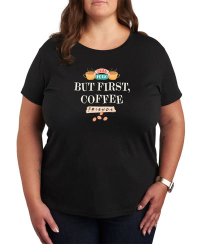 Air Waves Trendy Plus Size Friends Graphic T-shirt In Black