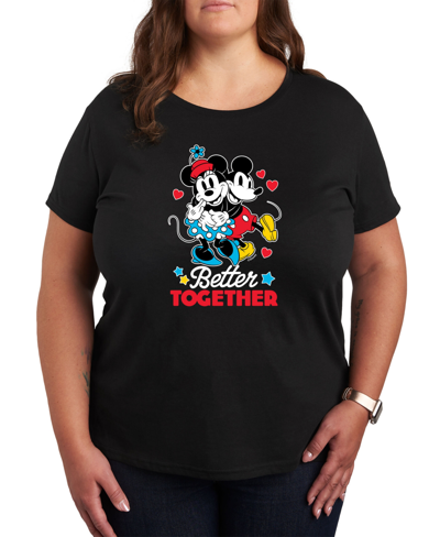 Air Waves Trendy Plus Size Disney Valentine's Day Graphic T-shirt In Black