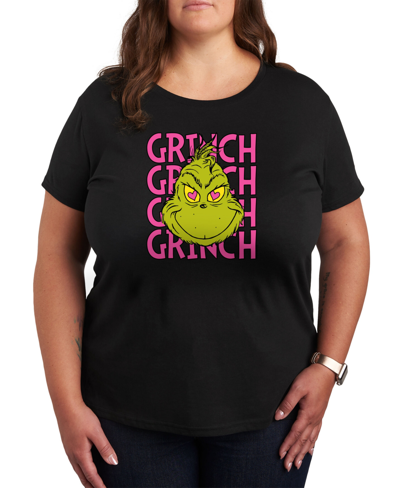 Air Waves Trendy Plus Size Grinch Valentine's Day Graphic T-shirt In Black