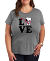 AIR WAVES AIR WAVES TRENDY PLUS SIZE PEANUTS SNOOPY VALENTINE'S DAY GRAPHIC T-SHIRT