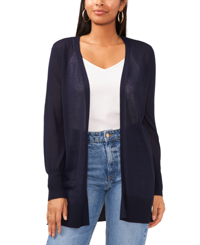 Sam & Jess Womens Sheer Open Front Cardigan Sweater In Classic Navy