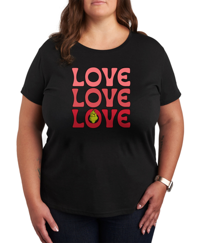 Air Waves Trendy Plus Size Grinch Valentine's Day Graphic T-shirt In Black