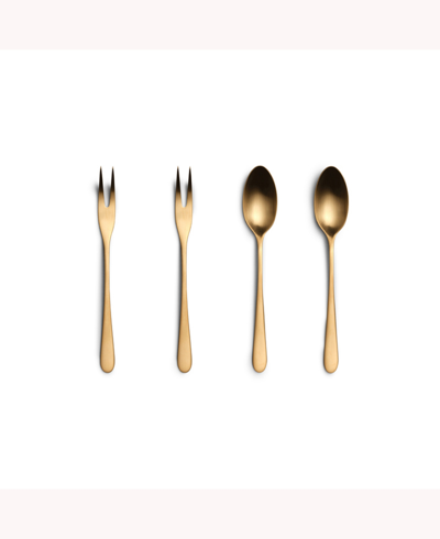 Year & Day 4-pc Appetizer Fork Set In Matte Gold