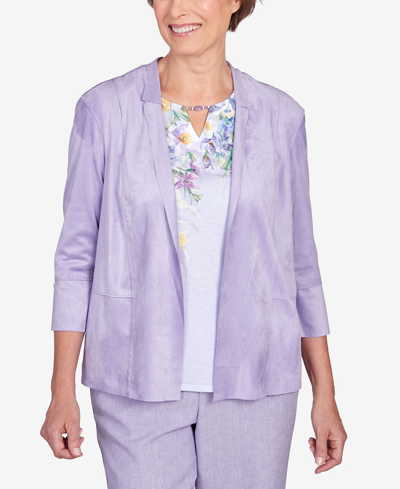 ALFRED DUNNER PETITE ISN'T IT ROMANTIC SUEDE FLUTTER SLEEVE JACKET