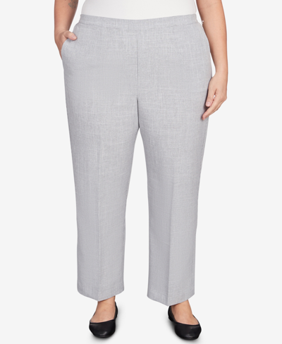 Alfred Dunner Plus Size Isn't It Romantic Plaid Pull On Average Length Pants In Gray