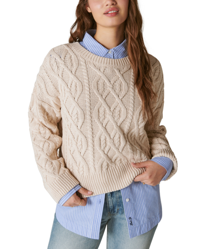 Lucky Brand Women's Cable-knit Crewneck Sweater In Grey Morn