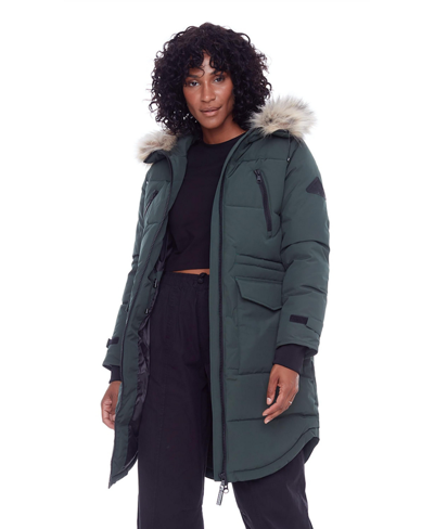 Alpine North Ukon | Women's Vegan Down (recycled) Drawstring Parka, Deep Green In Blue