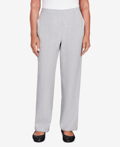 Alfred Dunner Petite Isn't It Romantic Plaid Pull On Pants; Petite & Petite Short In Gray