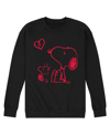 Airwaves Men's Peanuts Long Sleeve Crew Fleece Sweatshirt In Black