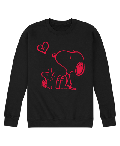 Airwaves Men's Peanuts Long Sleeve Crew Fleece Sweatshirt In Black