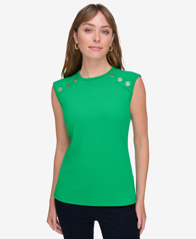 Tommy Hilfiger Women's Embellished Sleeveless Top In Jolly Green