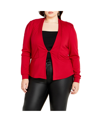 City Chic Piping Praise Ponte Knit Jacket In Red
