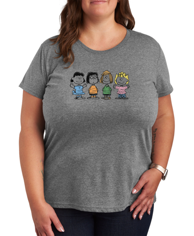 Air Waves Trendy Plus Size Peanuts Graphic T-shirt In Gray