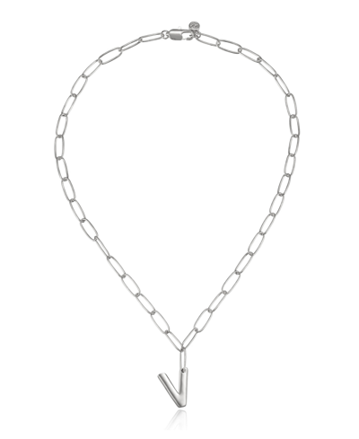 Ettika Paperclip Chain Initial Necklace In Rhodium-v