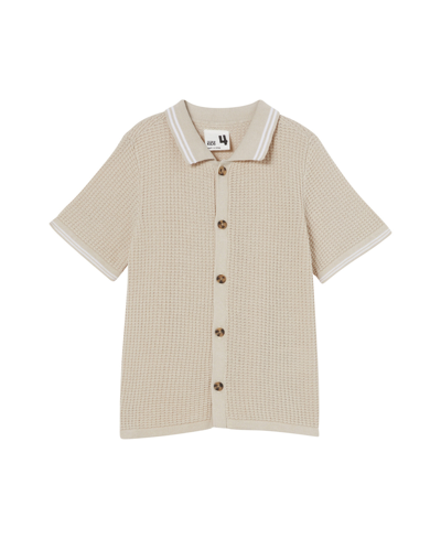 Cotton On Kids' Big Boys Knitted Short Sleeve Shirt In Rainy Day,waffle Knit