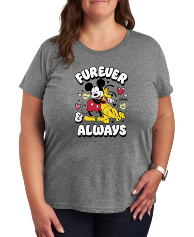 Air Waves Trendy Plus Size Disney Valentine's Day Graphic T-shirt In Gray