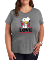 AIR WAVES AIR WAVES TRENDY PLUS SIZE PEANUTS SNOOPY & WOODSTOCK VALENTINE'S DAY GRAPHIC T-SHIRT
