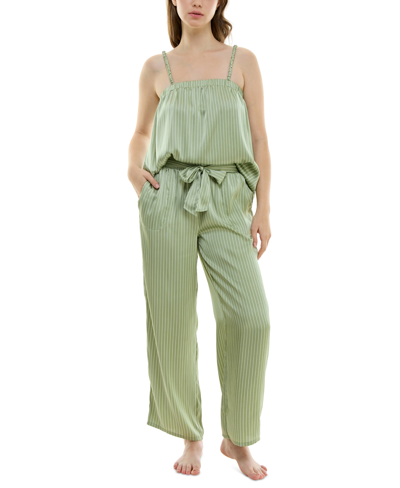 Roudelain Women's 2-pc. Satin Lace-trim Pajamas Set In Tinsel Stripe