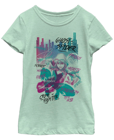 Marvel Kids' Girls Ghost-spider Attributes Poster T-shirt In Mint