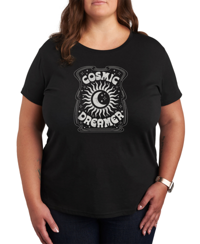 Air Waves Trendy Plus Size Cosmic Dreamer Graphic T-shirt In Black