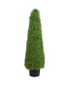 NORTHLIGHT 4' ARTIFICIAL BOXWOOD CONE TOPIARY TREE WITH ROUND POT UNLIT