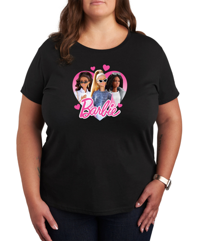Air Waves Trendy Plus Size Barbie Valentine's Day Graphic T-shirt In Black
